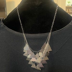NY Collection Silver-Tone Geometric Triangle Layered Necklace